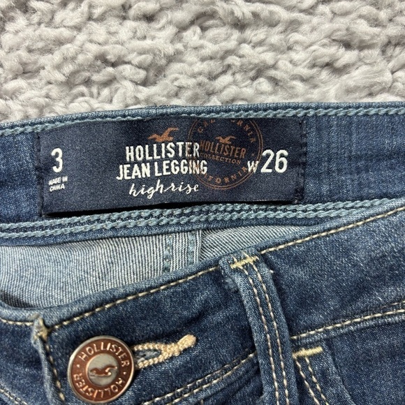Hollister Jeans Womens 3 Jegging High Rise Dark Wash Distressed Holes Denim - Picture 2 of 4